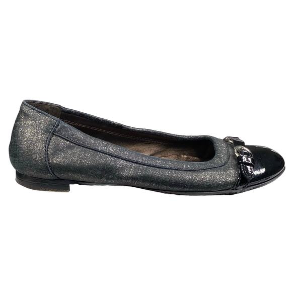 AGL Attilio Giusti Monika Black Grey Cap Toe Slip On Flats Size 35.5 US 5.5 - Picture 1 of 11